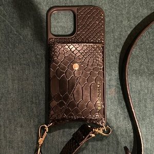 (BANDOLIER) iPhone 12 Pro snake-print phone case with lanyard